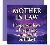 Mother in Law Birthday Card - Magical Night Sky - Happy Birthday Card for Mother in Law from Son Daughter, 145mm Bright and Wonderful Sentiment Bday Greeting Cards
