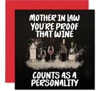 Mother in Law Birthday Card - Personality of Wine - Happy Birthday Card for Mother in Law from Son Daughter, 145mm Personality of Wine Bday Greeting Cards