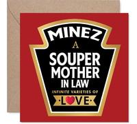 Mother in Law Birthday Card - Souper - Happy Birthday Card for Mother in Law from Son Daughter, 145mm Product Label Design Bday Greeting Cards