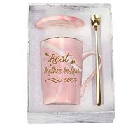 Mother In Law Coffee Mugs Best Mother In Law Gifts Birthday Mothers Day Gifts from Daughter Son In Law 14 Ounce Pink with Gift Box Spoon Coaster
