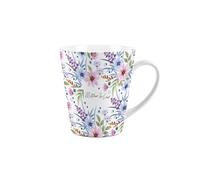 Mother-in-Law Gift Mug - Blue and Purple Floral Design Small Latte Mug - Ceramic Tea/Coffee Cup Presents for Her