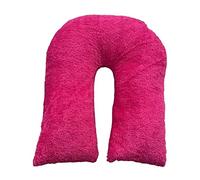 MOTHER LAND Teddy Orthopaedic V-Shaped Pillow Extra Cushioning Support For Head, Neck & Back Warm Plush Cosy Fleece (RED PINK)