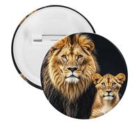 Mother Lion And Young Lion Badge Metal Round Pins, Lightweight Brooch for Backpack, Fashion Button Pins Badge for Shirts, Jackets, Shawl Coat, Unisex, 20pcs, Tinplate, metal round pins