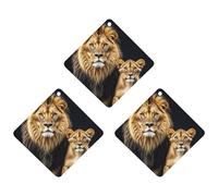 Mother Lion And Young Lion Car Air Freshener, 3 Pcs Rhombus Hanging Air Freshener Cards, Long Lasting Fragrance Scented Cards for Car, Home, Office White-style