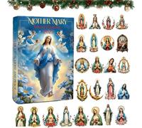 Mother Mary Advent Calendar 2025, 24 Days of Faith, Light, and Peace, Religious Christmas Countdown with 24 Mini Virgin Mary Ornaments, for Daily Prayer, Meditation (1pcs)