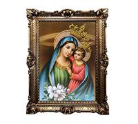 Mother Mary Magdelena Child Crown Antique Baroque Frame Baroque Frame with Picture 70 x 90 cm Art Prints Painting Religious Pictures Art of Sacred Holy Image Retro Repro for Home Office Practice Café