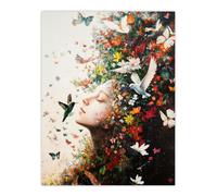 Mother Nature Birds Butterflies Colourful Flowers Wall Art Print Artery8 Multi W24 inch x H32 inch