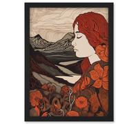 Mother Nature Spring Floral Mountain Landscape Artwork Framed Wall Art Print A4 Artery8 Black One Size