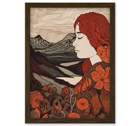 Mother Nature Spring Floral Mountain Landscape Artwork Framed Wall Art Print A4 Artery8 Brown One Size