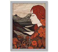 Mother Nature Spring Floral Mountain Landscape Artwork Framed Wall Art Print A4 Artery8 Light Grey One Size