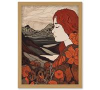 Mother Nature Spring Floral Mountain Landscape Artwork Framed Wall Art Print A4 Artery8 Light Oak One Size