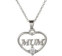 Mother Necklace Hollow Our Love Heart Round Cut Cubic Zirconia Letter Necklace For Women,Silver Fashion processing