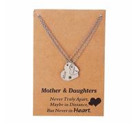 Mother Necklace Set for 2 Mum Matching Moon Heart Necklace for Birthday Women Chains Impact Protection, metal, No gemstone