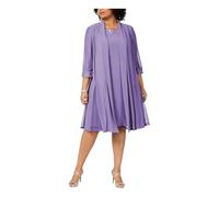 Mother of Bride Dress Suits Plus Size Half Sleeve 2 Piece Chiffon dresssuit Formal Wedding Guest Outfit Lilac
