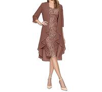Mother of Bride Dresses for Wedding Casual Dresses 2 Piece Dress Set Office Dress Mother of The Groom Outfits Coffee