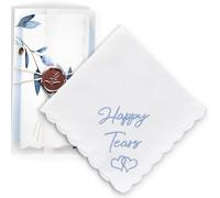 Mother of Bride Gifts Wedding Handkerchief, Something Blue Gift for Bride, Father of Brides Gifts Wedding Registry Ideas, Father Mother of Groom Gift, Happy Tears - BOL
