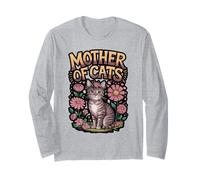 Mother of Cats Floral Emblem Design Long Sleeve T-Shirt