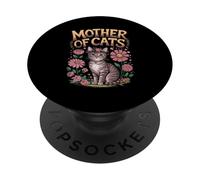 Mother of Cats Floral Emblem Design PopSockets Adhesive PopGrip