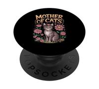 Mother of Cats Floral Emblem Design PopSockets Adhesive PopGrip