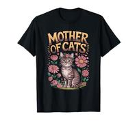 Mother of Cats Floral Emblem Design T-Shirt
