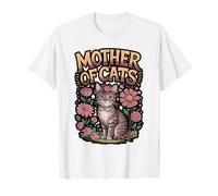 Mother of Cats Floral Emblem Design T-Shirt
