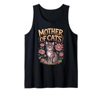 Mother of Cats Floral Emblem Design Tank Top