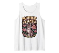 Mother of Cats Floral Emblem Design Tank Top