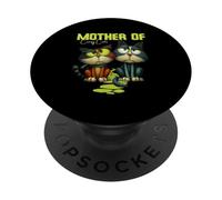 Mother of Crazy Cats Funny Cat Lover Design PopSockets Adhesive PopGrip