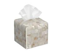 Mother of Pearl, Beige Light Leather Tissue Box Holder, Suitable for Decorating Car Bathrooms, Bedrooms, Desks, and Tabletops