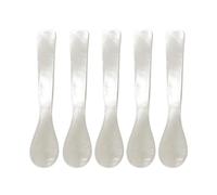 Mother of Pearl Caviar Spoons with Round Handle, Set of 5 Handmade Egg Spoons Comfortable Coffee Spoons Dessert Spoons Serving Spoon Ice Cream Spoon for Caviar