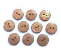 Mother of Pearl Effect Colour Buttons Round 2 Hole Pack of 10 (Light Brown, 20mm)