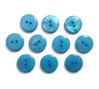 Mother of Pearl Effect Colour Buttons Round 2 Hole Pack of 10 (Pale Blue, 20mm)