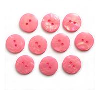 Mother of Pearl Effect Colour Buttons Round 2 Hole Pack of 10 (Pink, 20mm)