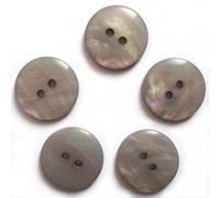 Mother of Pearl Effect Colour Buttons Round 2 Hole Pack of 5 (Grey, 20mm)