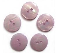 Mother of Pearl Effect Colour Buttons Round 2 Hole Pack of 5 (Lilac, 18mm)