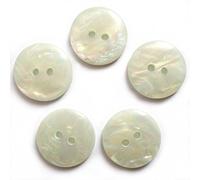Mother of Pearl Effect Colour Buttons Round 2 Hole Pack of 5 (Off White, 13mm)