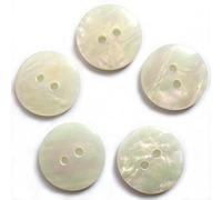 Mother of Pearl Effect Colour Buttons Round 2 Hole Pack of 5 (White, 13mm)