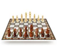 Mother of Pearl Look Chessboard 36.5 cm with Solid Wood Chess Pieces