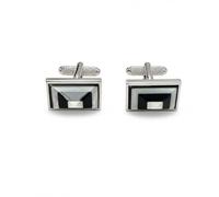 Mother of Pearl Rectangle Cufflinks for Men - Onyx Art MOP17 Premium Rectangular MOP Cufflinks, Elegant Formal Shirt Accessories for Business Wear, Weddings & Special Occasions
