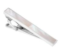 Mother of Pearl Tie Clips for Men, TAIGRAMA Silver Tie Clip for Regular Ties and Skinny Ties, Tie Bar and Tie Pin Suitable for Wedding Anniversary Business Professional and Best Gift, 2.2 inch, 2.2