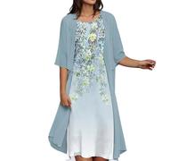 Mother of The Bride Dresses 2 Piece Outfits Women Half Sleeve Open Front Lightweight Long Cardigans and Elegant Floral Print Boho Dress Beach Vacation Evening Party Wedding Guest Frocks for Women