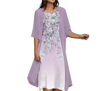 Mother of The Bride Dresses 2 Piece Outfits Women Half Sleeve Open Front Lightweight Long Cardigans and Elegant Floral Print Boho Dress Beach Vacation Evening Party Wedding Guest Frocks for Women