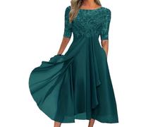 Mother of the Bride Dresses 3/4 Sleeves Lace Formal Evening Gown