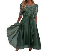 Mother of The Bride Dresses UK Only Women's Lace Formal Party Dresses Flutter Short Sleeve Wedding Dresses Long Evening Gowns for Wedding Guest Bridesmaid Dress