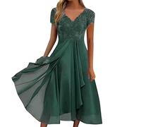 Mother of The Bride Dresses UK Only Women's Lace Formal Party Dresses Flutter Short Sleeve Wedding Dresses Long Evening Gowns for Wedding Guest Bridesmaid Dress Green