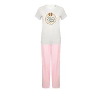 Mother of The Bride Gift - Wedding Day gift for Mom - Special Keepsake for Brides Mom, White Pink Coloured Cotton Women Long Pyjamas Sets 2 Piece. (UK, Alpha, L, Regular, Regular, White Pink)