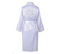 Mother of the Bride Luxury Satin Crystal Bridal Bathrobe - Handmade Wedding Kimono, Women's Dressing Gown - Bridesmaid Party Robes