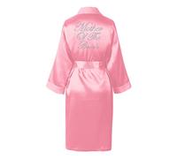 Mother of the Bride Luxury Satin Crystal Bridal Bathrobe - Handmade Wedding Kimono, Women's Dressing Gown - Bridesmaid Party Robes