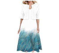Mother of The Bride Outfits Ladies Dresses 2 Peice Dress Set for Women Summer Dress Wedding Outfit for Older Ladies Light Blue
