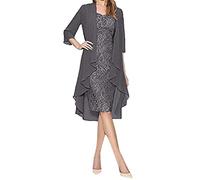 Mother of The Bride Outfits Office Dress Midi Dress with Chiffon Cardigan Beach Dresses Holiday Dresses for Women UK Grey